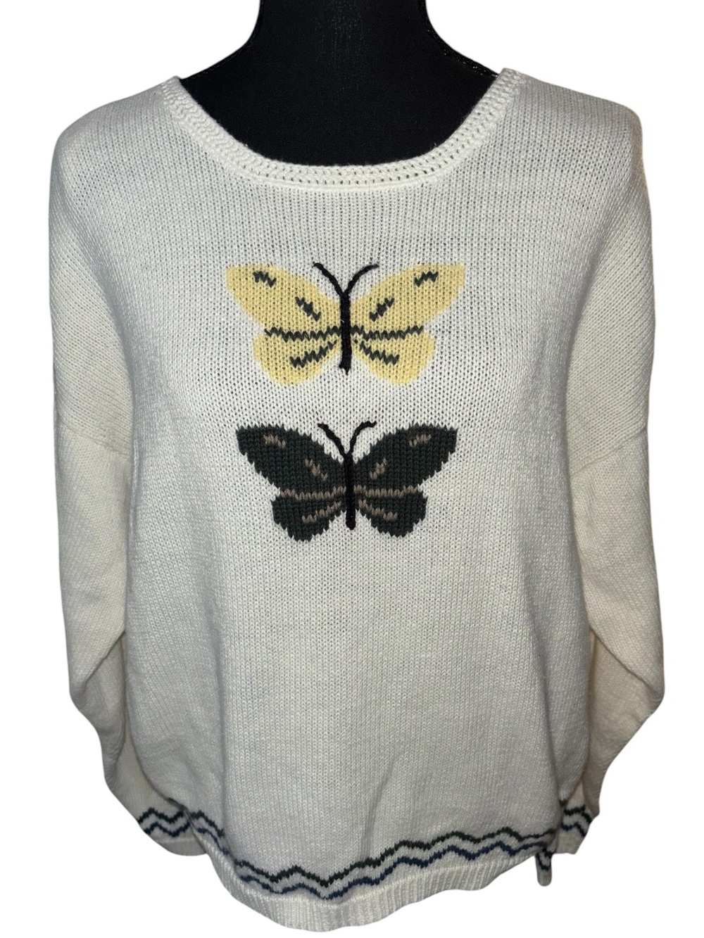 Vintage Christopher & Banks hand embroidered butterfly sweater Medium